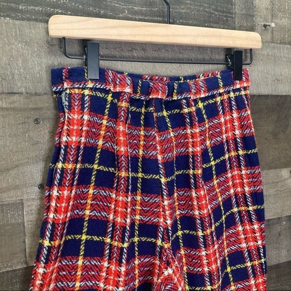 NWT 70s Dead Stock Cinderella Frocks Rosenau Bros Plaid Flare Leg Pants - Picture 3 of 10